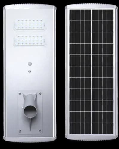 Felicity P2 40W all-in-one solar street light with two LED blocks, and its solar panel side