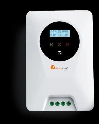 Felicity SCCM 6048 MPPT solar charge controller with its display on