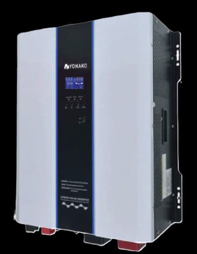 Yohako wall-mounted hybrid solar inverter, white with a dark centre panel